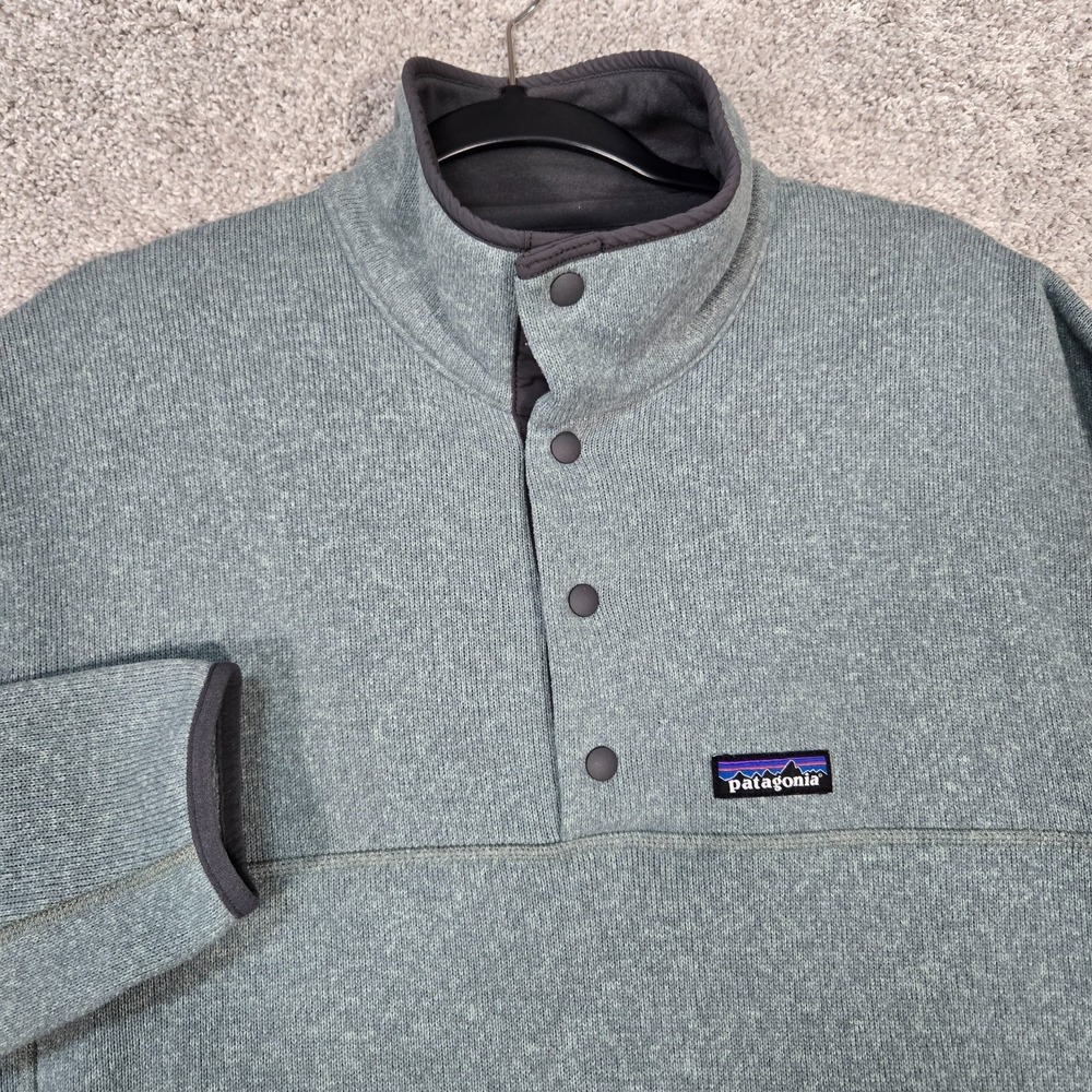 Patagonia Better‎ Sweater Mens Large Green Gray Fleece T Snap